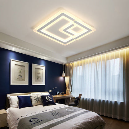 16"/19.5"/25" W Nordic Square Led Flush Mount Lamp Led Metal and Acrylic White Ceiling Flush Mount in Warm/White White 16" Clearhalo 'Ceiling Lights' 'Close To Ceiling Lights' 'Close to ceiling' 'Flush mount' Lighting' 377688