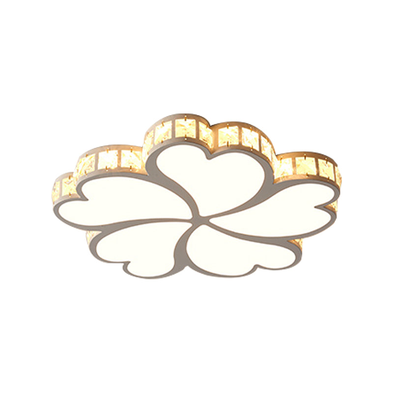 Metal Clover Flush Mount Lighting with Clear K9 Crystal Led Contemporary Ceiling Flush Light in Black/White Clearhalo 'Ceiling Lights' 'Close To Ceiling Lights' 'Close to ceiling' 'Flush mount' Lighting' 377740