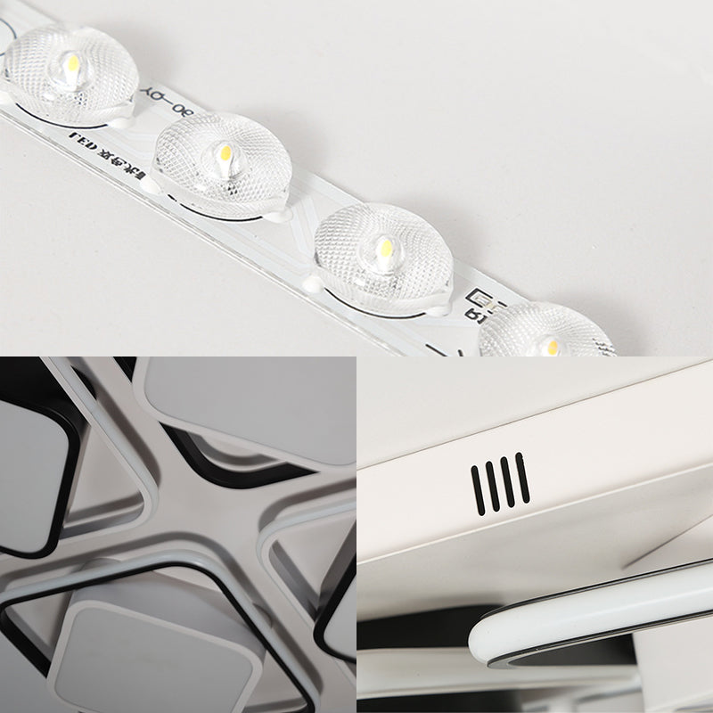 Black and White Cube Flushmount Light Modern Simple Led Indoor Flush Mount Ceiling Light in Third Gear, 27.5"/41" W Clearhalo 'Ceiling Lights' 'Close To Ceiling Lights' 'Close to ceiling' 'Flush mount' Lighting' 377745