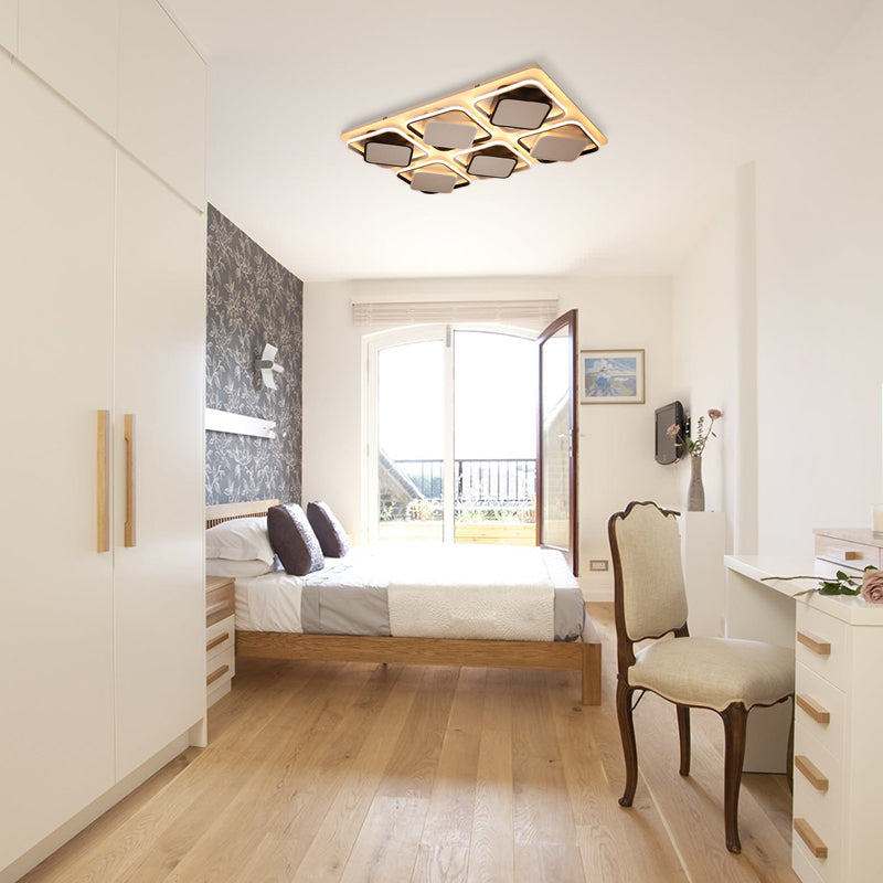 Black and White Cube Flushmount Light Modern Simple Led Indoor Flush Mount Ceiling Light in Third Gear, 27.5"/41" W Clearhalo 'Ceiling Lights' 'Close To Ceiling Lights' 'Close to ceiling' 'Flush mount' Lighting' 377747