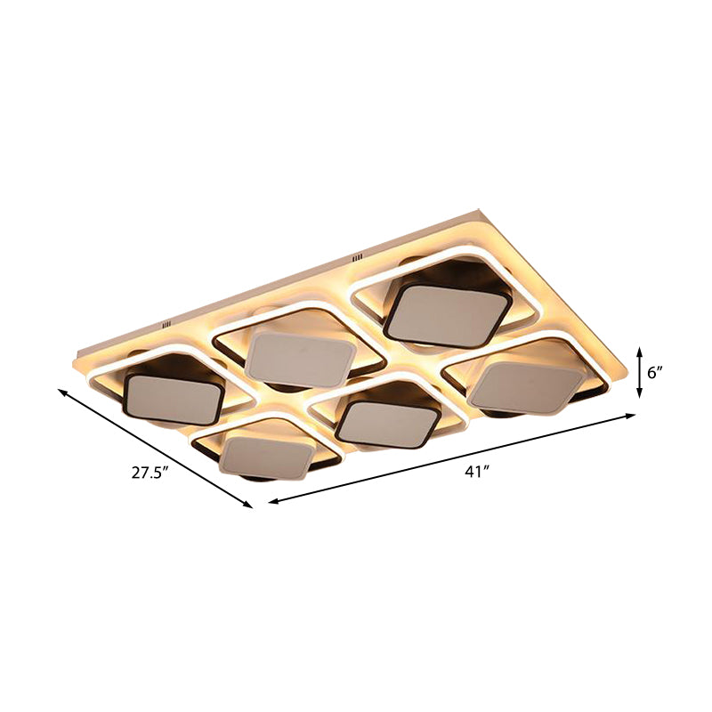 Black and White Cube Flushmount Light Modern Simple Led Indoor Flush Mount Ceiling Light in Third Gear, 27.5"/41" W Clearhalo 'Ceiling Lights' 'Close To Ceiling Lights' 'Close to ceiling' 'Flush mount' Lighting' 377749