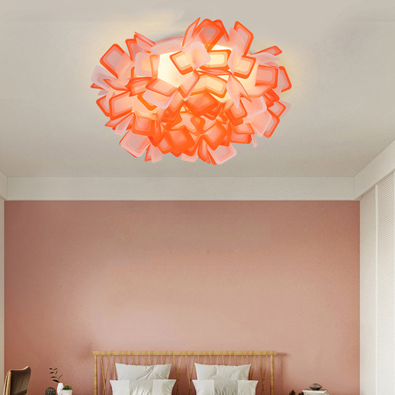 Art Deco Sinuous Flushmount Light with Acrylic Shade Led Bedroom Flush Lighting Orange Clearhalo 'Ceiling Lights' 'Close To Ceiling Lights' 'Close to ceiling' 'Flush mount' Lighting' 377784