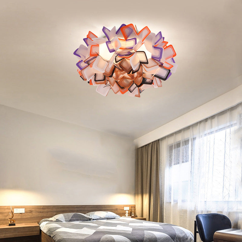 Art Deco Sinuous Flushmount Light with Acrylic Shade Led Bedroom Flush Lighting Pink-Yellow-Green-Grey-Blue-Purple Clearhalo 'Ceiling Lights' 'Close To Ceiling Lights' 'Close to ceiling' 'Flush mount' Lighting' 377787