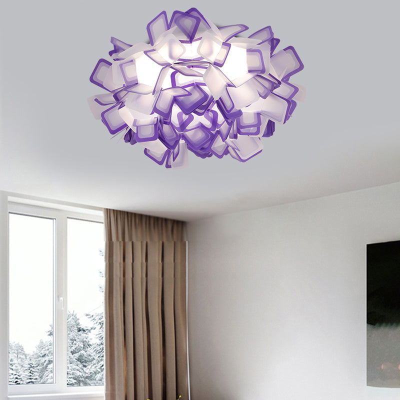 Art Deco Sinuous Flushmount Light with Acrylic Shade Led Bedroom Flush Lighting Purple Clearhalo 'Ceiling Lights' 'Close To Ceiling Lights' 'Close to ceiling' 'Flush mount' Lighting' 377793