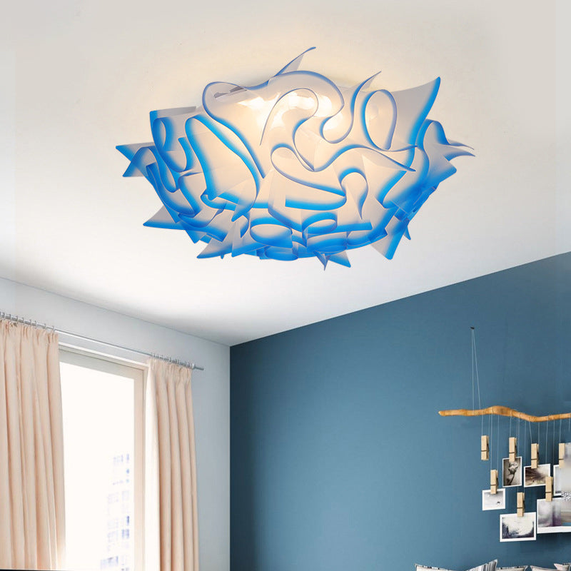 Acrylic Bloom Flush Ceiling Lamp Contemporary Led Ceiling Light Fixture in Blue/Brown/Orange Blue Clearhalo 'Ceiling Lights' 'Close To Ceiling Lights' 'Close to ceiling' 'Flush mount' Lighting' 377806