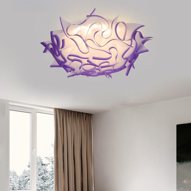 Acrylic Bloom Flush Ceiling Lamp Contemporary Led Ceiling Light Fixture in Blue/Brown/Orange Purple Clearhalo 'Ceiling Lights' 'Close To Ceiling Lights' 'Close to ceiling' 'Flush mount' Lighting' 377809