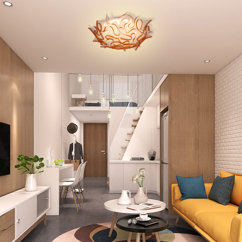 Acrylic Bloom Flush Ceiling Lamp Contemporary Led Ceiling Light Fixture in Blue/Brown/Orange Clearhalo 'Ceiling Lights' 'Close To Ceiling Lights' 'Close to ceiling' 'Flush mount' Lighting' 377813