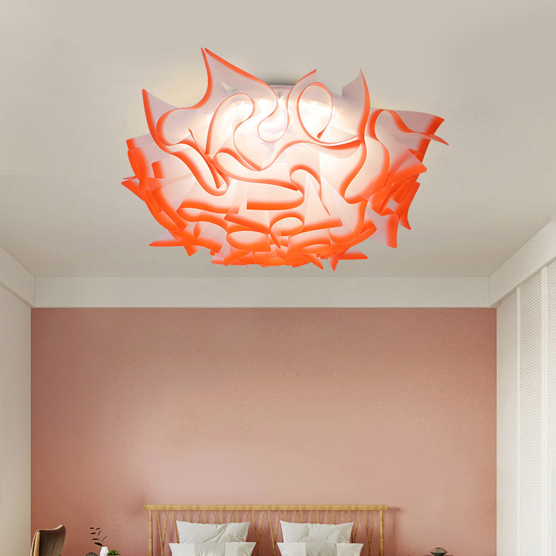 Acrylic Bloom Flush Ceiling Lamp Contemporary Led Ceiling Light Fixture in Blue/Brown/Orange Orange Clearhalo 'Ceiling Lights' 'Close To Ceiling Lights' 'Close to ceiling' 'Flush mount' Lighting' 377815