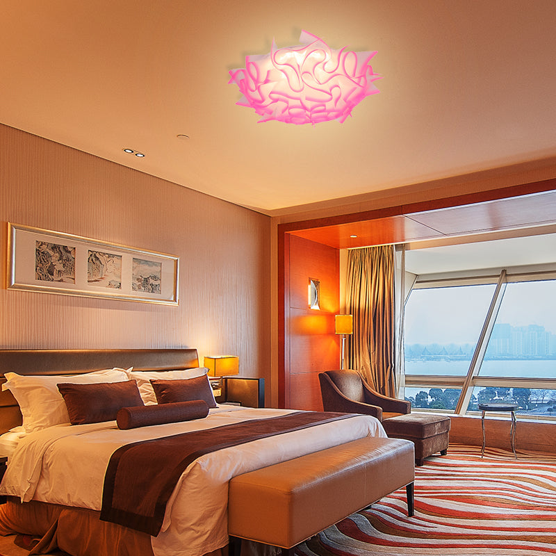 Acrylic Bloom Flush Ceiling Lamp Contemporary Led Ceiling Light Fixture in Blue/Brown/Orange Clearhalo 'Ceiling Lights' 'Close To Ceiling Lights' 'Close to ceiling' 'Flush mount' Lighting' 377819