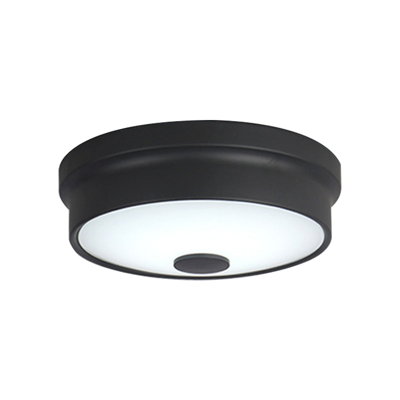 Macaron Drum Ceiling Flush Light Metal Led Kids Room Flushmount Lighting in Black/Green/Pink/Yellow with Frosted Glass Diffuser Clearhalo 'Ceiling Lights' 'Close To Ceiling Lights' 'Close to ceiling' 'Flush mount' Lighting' 377833