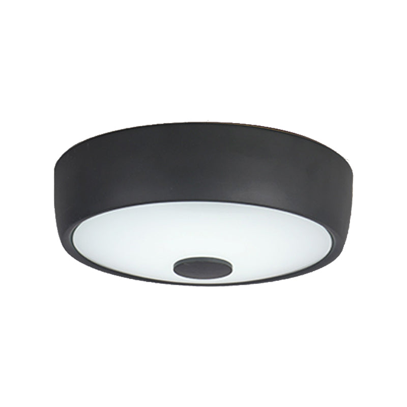 Macaron Drum Ceiling Flush Light Metal Led Kids Room Flushmount Lighting in Black/Green/Pink/Yellow with Frosted Glass Diffuser Clearhalo 'Ceiling Lights' 'Close To Ceiling Lights' 'Close to ceiling' 'Flush mount' Lighting' 377845