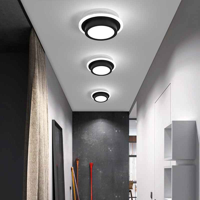 Acrylic Round/Square/Triangle Flush Ceiling Light Corridor Foyer Modern Style LED Ceiling Lamp in Black/White Clearhalo 'Ceiling Lights' 'Close To Ceiling Lights' 'Close to ceiling' 'Flush mount' Lighting' 377870