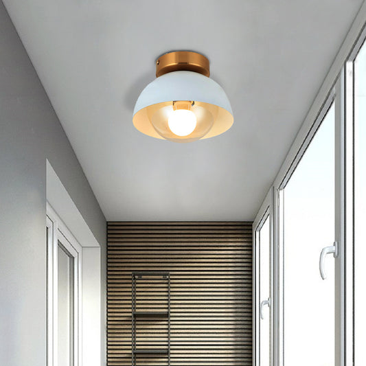 White/Pink/Yellow/Coffee Flush Mount Ceiling Light with Shade Modern Metal and Glass 1 Head Corridor Ceiling Light Fixture White Clearhalo 'Ceiling Lights' 'Close To Ceiling Lights' 'Close to ceiling' 'Glass shade' 'Glass' 'Semi-flushmount' Lighting' 377886