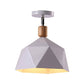 Gray/White/Green Metal Diamond Shaped Semi Flush Mount Light Macaron 1 Light Ceiling Light Fixture for Hall Clearhalo 'Ceiling Lights' 'Close To Ceiling Lights' 'Close to ceiling' 'Semi-flushmount' Lighting' 377902