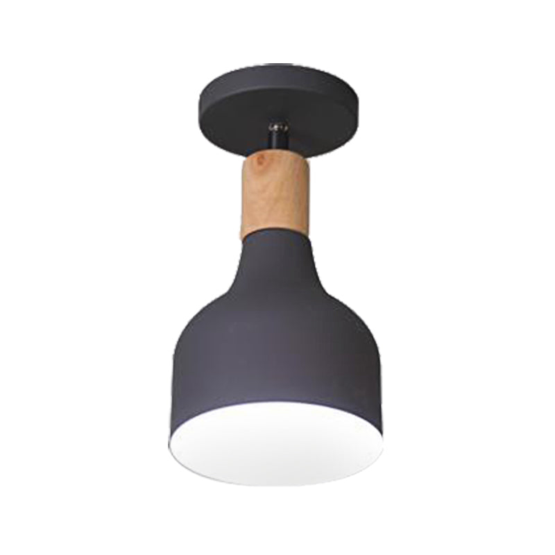 Green/White/Gray Semi-Flushmount Lamp with Shade Nordic Metal 1 Bulb Indoor Semi-Flush Ceiling Light Clearhalo 'Ceiling Lights' 'Close To Ceiling Lights' 'Close to ceiling' 'Semi-flushmount' Lighting' 377916