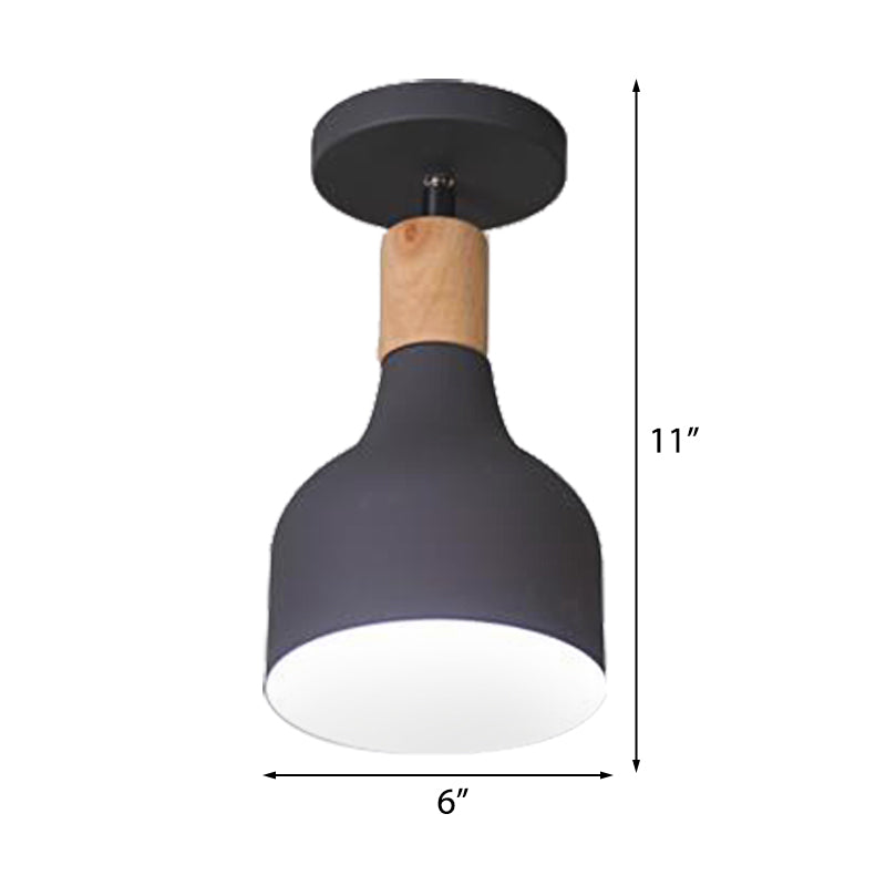 Green/White/Gray Semi-Flushmount Lamp with Shade Nordic Metal 1 Bulb Indoor Semi-Flush Ceiling Light Clearhalo 'Ceiling Lights' 'Close To Ceiling Lights' 'Close to ceiling' 'Semi-flushmount' Lighting' 377917