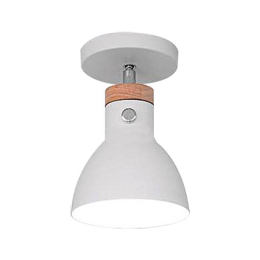 Green/White/Gray Semi-Flushmount Lamp with Shade Nordic Metal 1 Bulb Indoor Semi-Flush Ceiling Light Clearhalo 'Ceiling Lights' 'Close To Ceiling Lights' 'Close to ceiling' 'Semi-flushmount' Lighting' 377922