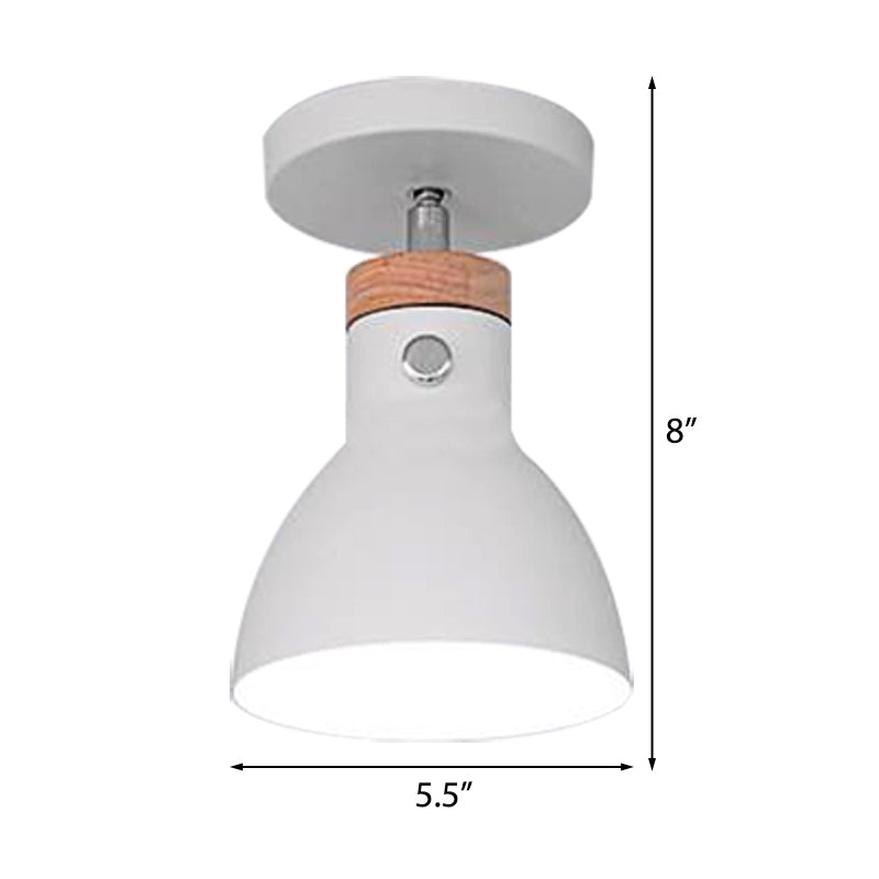 Green/White/Gray Semi-Flushmount Lamp with Shade Nordic Metal 1 Bulb Indoor Semi-Flush Ceiling Light Clearhalo 'Ceiling Lights' 'Close To Ceiling Lights' 'Close to ceiling' 'Semi-flushmount' Lighting' 377923