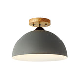 Red/Pink/White/Gray Domed Semi Flushmount Light Macaron Metal 1 Head Bedroom Semi Flush Ceiling Light, 12" W Clearhalo 'Ceiling Lights' 'Close To Ceiling Lights' 'Close to ceiling' 'Semi-flushmount' Lighting' 379518