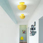 Pink/Yellow/Navy Bowl Semi Flush Ceiling Light Contemporary Metal 1 Bulb Dining Room Semi Flush Mount Lighting Yellow Clearhalo 'Ceiling Lights' 'Close To Ceiling Lights' 'Close to ceiling' 'Semi-flushmount' Lighting' 379538