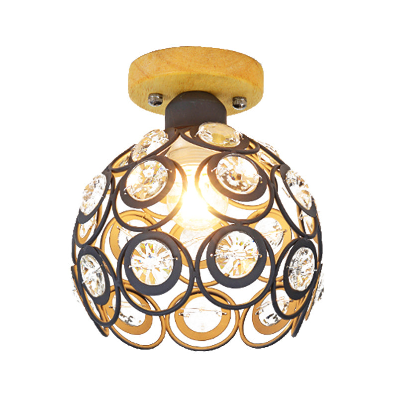 1 Head Pink/Green/Gray Flush Mount Lighting with Global Metal Lampshade Nordic Flush Mount Lamp for Foyer Clearhalo 'Ceiling Lights' 'Close To Ceiling Lights' 'Close to ceiling' 'Semi-flushmount' Lighting' 379549