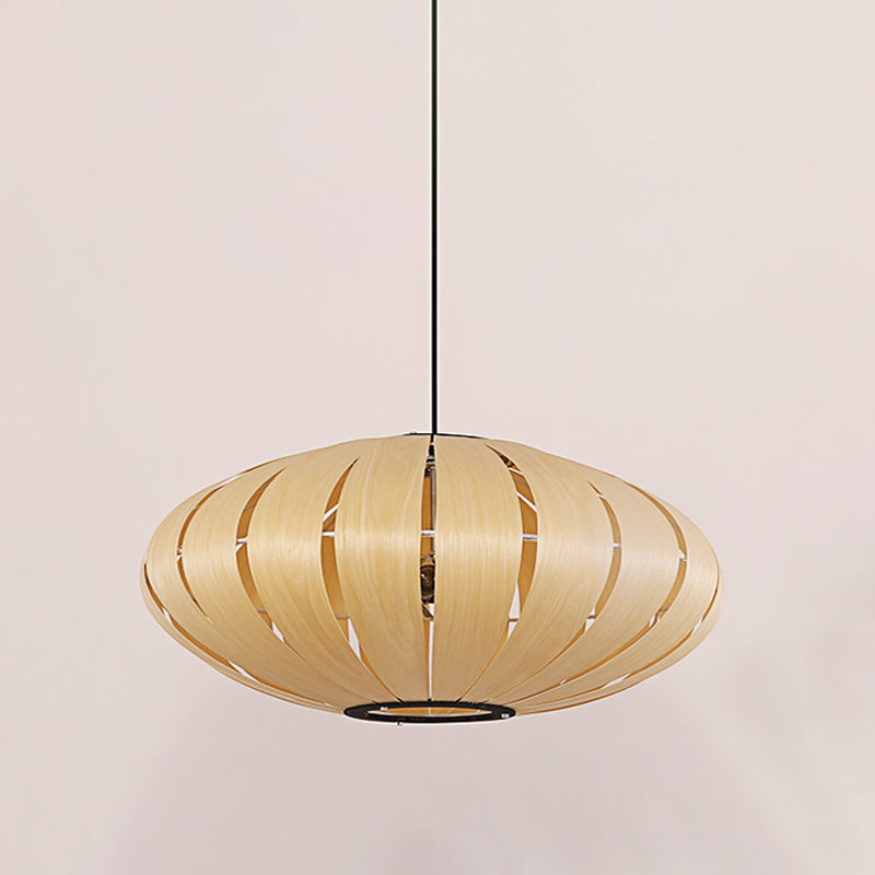 Japanese Lantern Pendant Chandelier Wood 3 Heads Suspended Lighting Fixture in Beige Clearhalo 'Ceiling Lights' 'Chandeliers' Lighting' options 379660