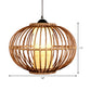 Bamboo Lantern Ceiling Light Asian 1 Bulb Brown Pendant Lighting Fixture with Inner Cylinder Parchment Shade Clearhalo 'Ceiling Lights' 'Pendant Lights' 'Pendants' Lighting' 379743