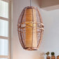 Brown Lantern Pendant Lamp Asia 1 Bulb Bamboo Hanging Light Fixture with Inner Tube Parchment shade Clearhalo 'Ceiling Lights' 'Pendant Lights' 'Pendants' Lighting' 379807