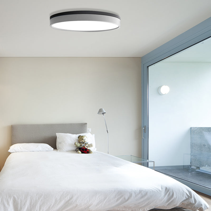 Nordic Tambour Iron Flush Mount 12/16/19.5 Inch Dia LED Ceiling Lighting Fixture in White Light, White/Pink/Yellow Clearhalo 'Ceiling Lights' 'Close To Ceiling Lights' 'Close to ceiling' 'Flush mount' Lighting' 379854