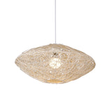 1 Head Teahouse Hanging Light Asian Black/White Pendant Lighting Fixture with Lantern Rattan Shade Clearhalo 'Ceiling Lights' 'Pendant Lights' 'Pendants' Lighting' 380013