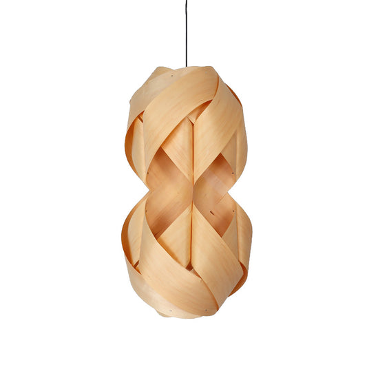 1 Bulb Hand Woven Pendant Light Chinese Wood Suspended Lighting Fixture in Beige Clearhalo 'Ceiling Lights' 'Pendant Lights' 'Pendants' Lighting' 380080