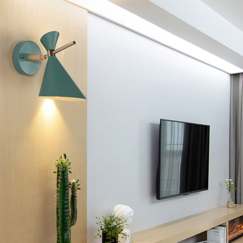 Angle Shade Wall Sconce Macaron Metal 1 Light Black/White/Pink/Yellow/Green Wall Sconce Light for Bedroom Green Clearhalo 'Cast Iron' 'Glass' 'Industrial' 'Modern wall lights' 'Modern' 'Tiffany' 'Traditional wall lights' 'Vanity Lights' 'Wall Lights' Lighting' 380112