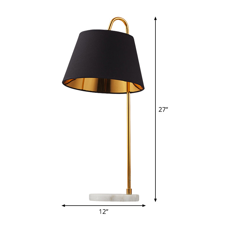 1 Head Living Room Table Light Modernism Black Desk Lamp with Conical Fabric Shade Clearhalo 'Lamps' 'Table Lamps' Lighting' 380215