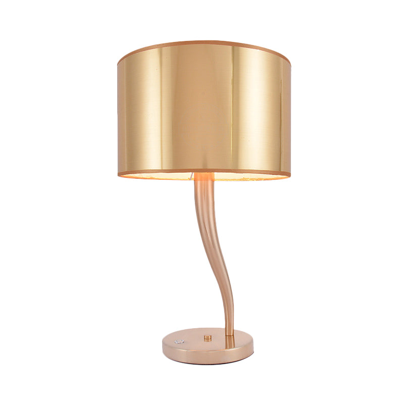 1 Bulb Cylindrical Task Lighting Modern Fabric Reading Book Light in Gold for Bedside Clearhalo 'Lamps' 'Table Lamps' Lighting' 380243
