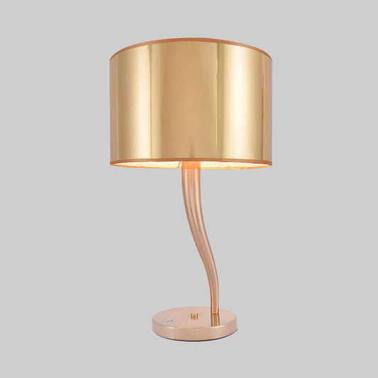 1 Bulb Cylindrical Task Lighting Modern Fabric Reading Book Light in Gold for Bedside Clearhalo 'Lamps' 'Table Lamps' Lighting' 380244