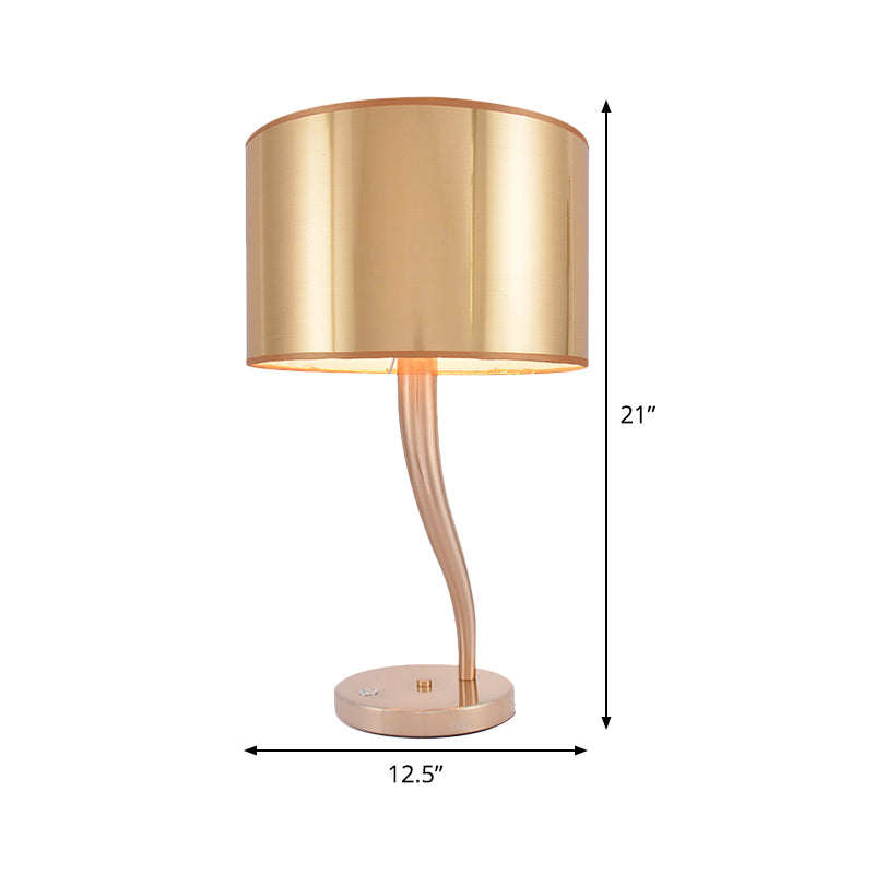 1 Bulb Cylindrical Task Lighting Modern Fabric Reading Book Light in Gold for Bedside Clearhalo 'Lamps' 'Table Lamps' Lighting' 380245