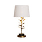 Conical Table Lamp Modern Fabric 1 Bulb Reading Book Light in White with Gold Metal Tree Clearhalo 'Lamps' 'Table Lamps' Lighting' 380359