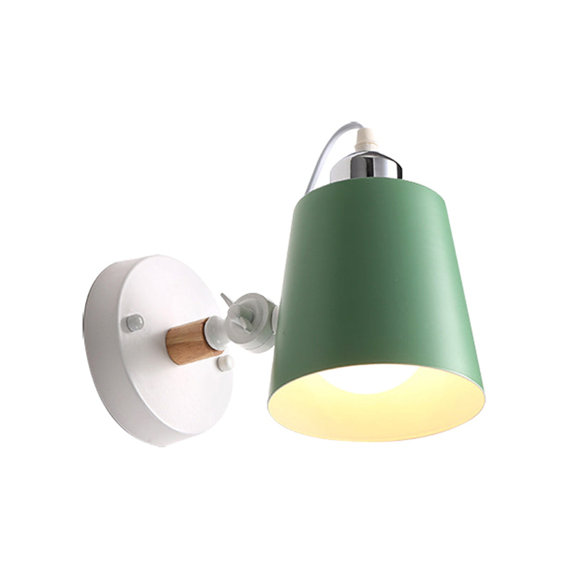 Gray/White/Pink/Yellow/Blue/Green Conical Sconce Light Fixture Minimalist Metal 1 Light Wall Mount Lamp for Bedside Clearhalo 'Cast Iron' 'Glass' 'Industrial' 'Modern wall lights' 'Modern' 'Tiffany' 'Traditional wall lights' 'Vanity Lights' 'Wall Lights' Lighting' 380422