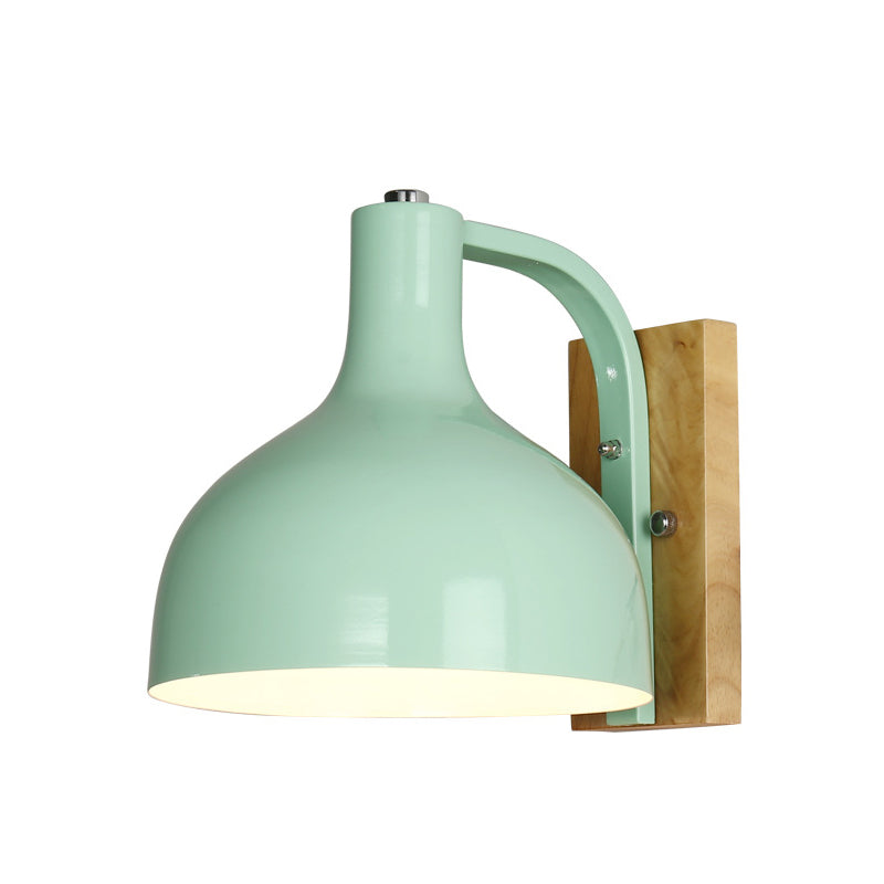 Barn Shade Wall Mounted Light Nordic Metal 1 Head 7.5" W White/Pink/Blue/Green Wall Lighting Fixture for Bedroom Bedside Clearhalo 'Cast Iron' 'Glass' 'Industrial' 'Modern wall lights' 'Modern' 'Tiffany' 'Traditional wall lights' 'Vanity Lights' 'Wall Lights' Lighting' 380439