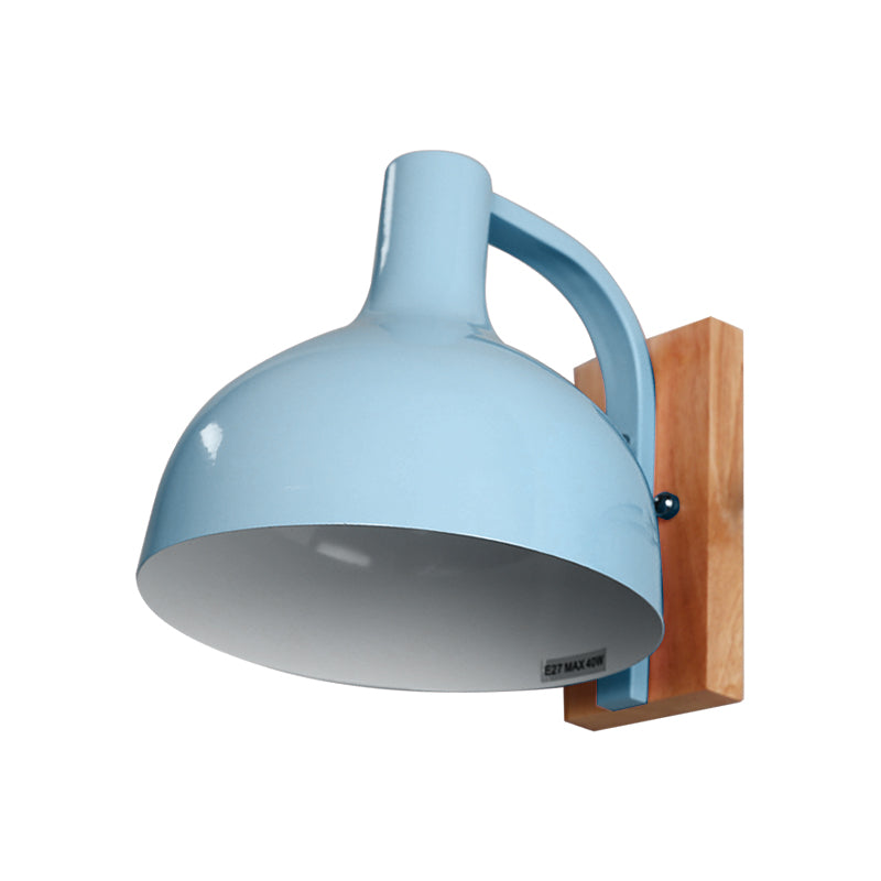 Barn Shade Wall Mounted Light Nordic Metal 1 Head 7.5" W White/Pink/Blue/Green Wall Lighting Fixture for Bedroom Bedside Clearhalo 'Cast Iron' 'Glass' 'Industrial' 'Modern wall lights' 'Modern' 'Tiffany' 'Traditional wall lights' 'Vanity Lights' 'Wall Lights' Lighting' 380444