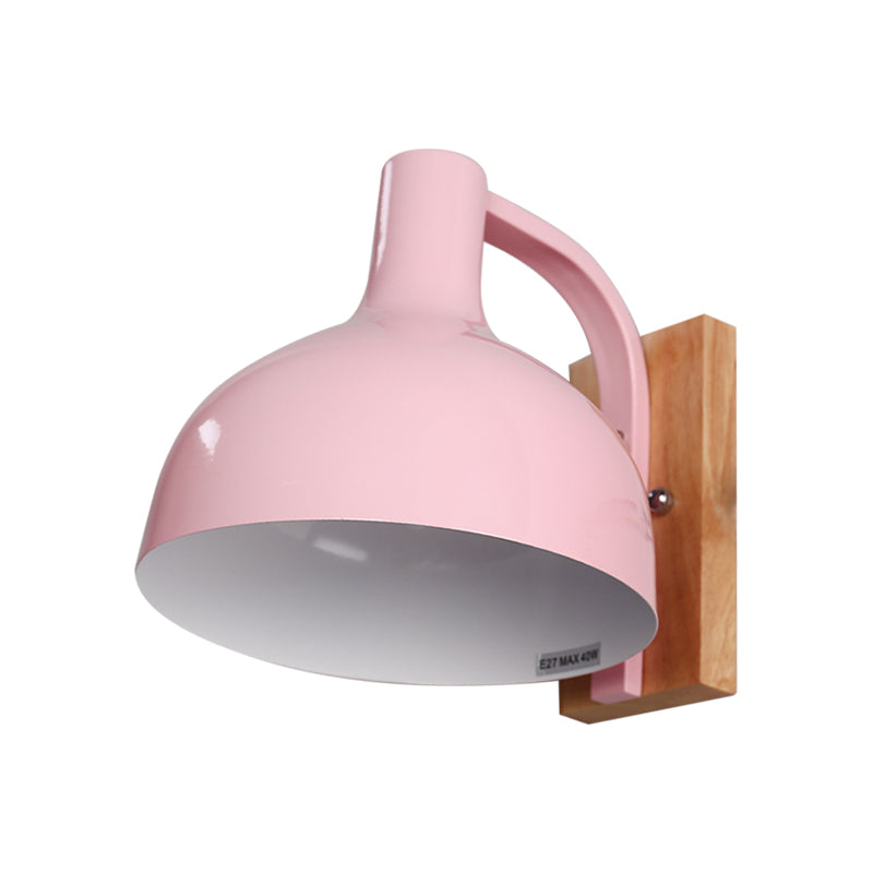 Barn Shade Wall Mounted Light Nordic Metal 1 Head 7.5" W White/Pink/Blue/Green Wall Lighting Fixture for Bedroom Bedside Clearhalo 'Cast Iron' 'Glass' 'Industrial' 'Modern wall lights' 'Modern' 'Tiffany' 'Traditional wall lights' 'Vanity Lights' 'Wall Lights' Lighting' 380446
