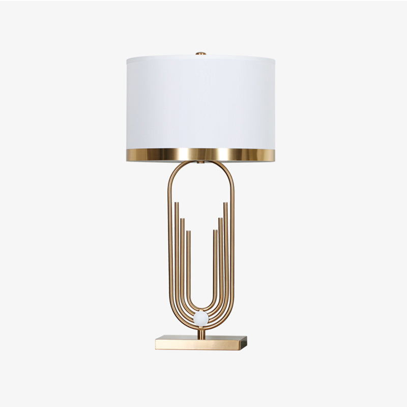 1 Head Bedroom Table Light Contemporary White Nightstand Lamp with Cylinder Fabric Shade Clearhalo 'Lamps' 'Table Lamps' Lighting' 380456