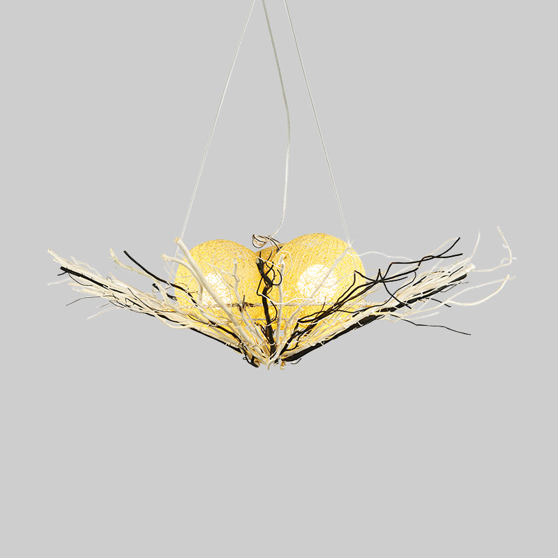 Bamboo Flared Ceiling Chandelier Asia 3 Heads Beige Pendant Lighting Fixture for Living Room Clearhalo 'Ceiling Lights' 'Chandeliers' Lighting' options 380652