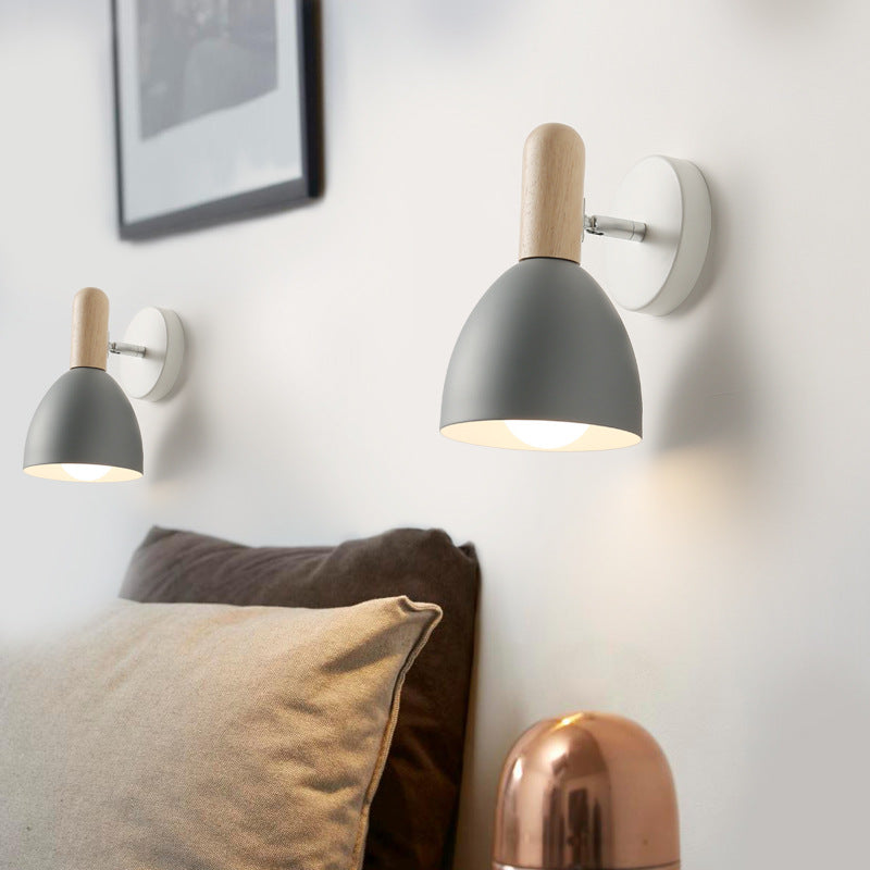 Elongated Dome Wall Sconce Contemporary Metal 1 Head Black/Gray/White Wall Light Fixture for Bedroom, 5" W Grey Clearhalo 'Cast Iron' 'Glass' 'Industrial' 'Modern wall lights' 'Modern' 'Tiffany' 'Traditional wall lights' 'Wall Lamps & Sconces' 'Wall Lights' Lighting' 380672