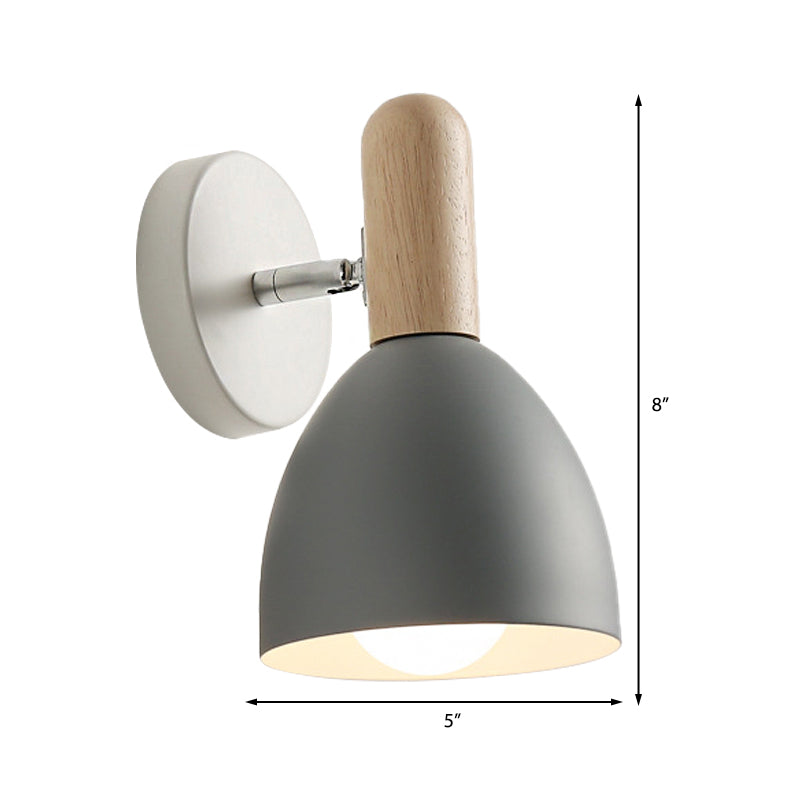Elongated Dome Wall Sconce Contemporary Metal 1 Head Black/Gray/White Wall Light Fixture for Bedroom, 5" W Clearhalo 'Cast Iron' 'Glass' 'Industrial' 'Modern wall lights' 'Modern' 'Tiffany' 'Traditional wall lights' 'Wall Lamps & Sconces' 'Wall Lights' Lighting' 380675