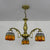 Brass Finish Dome Chandelier Light with Adjustable Chain Vintage 3 Lights Hanging Light in Orange/Green/Clear/Blue Orange Clearhalo 'Ceiling Lights' 'Chandeliers' 'Clear' 'Industrial' 'Middle Century Chandeliers' 'Modern' 'Tiffany Chandeliers' 'Tiffany close to ceiling' 'Tiffany' 'Traditional Chandeliers' Lighting' 38075