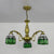 Brass Finish Dome Chandelier Light with Adjustable Chain Vintage 3 Lights Hanging Light in Orange/Green/Clear/Blue Green Clearhalo 'Ceiling Lights' 'Chandeliers' 'Clear' 'Industrial' 'Middle Century Chandeliers' 'Modern' 'Tiffany Chandeliers' 'Tiffany close to ceiling' 'Tiffany' 'Traditional Chandeliers' Lighting' 38078