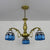 Brass Finish Dome Chandelier Light with Adjustable Chain Vintage 3 Lights Hanging Light in Orange/Green/Clear/Blue Blue Clearhalo 'Ceiling Lights' 'Chandeliers' 'Clear' 'Industrial' 'Middle Century Chandeliers' 'Modern' 'Tiffany Chandeliers' 'Tiffany close to ceiling' 'Tiffany' 'Traditional Chandeliers' Lighting' 38080