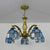 5 Lights Dome Suspension Light Adjustable Stained Glass Tiffany Chandelier Lamp in Orange/Green/Clear/Blue for Foyer Clear Clearhalo 'Ceiling Lights' 'Chandeliers' 'Clear' 'Industrial' 'Middle Century Chandeliers' 'Modern' 'Tiffany Chandeliers' 'Tiffany close to ceiling' 'Tiffany' 'Traditional Chandeliers' Lighting' 38095