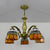 5 Lights Dome Suspension Light Adjustable Stained Glass Tiffany Chandelier Lamp in Orange/Green/Clear/Blue for Foyer Orange Clearhalo 'Ceiling Lights' 'Chandeliers' 'Clear' 'Industrial' 'Middle Century Chandeliers' 'Modern' 'Tiffany Chandeliers' 'Tiffany close to ceiling' 'Tiffany' 'Traditional Chandeliers' Lighting' 38097